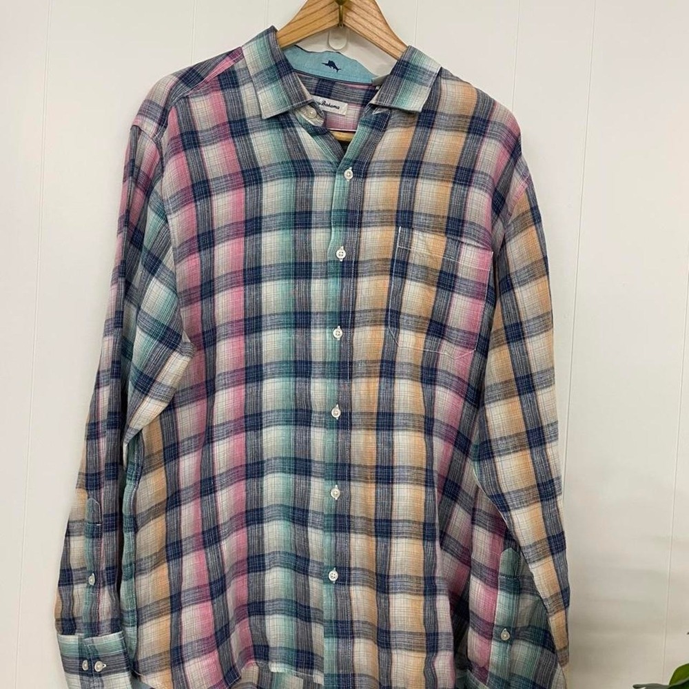 Large Tommy Bahama 100% Linen multi color